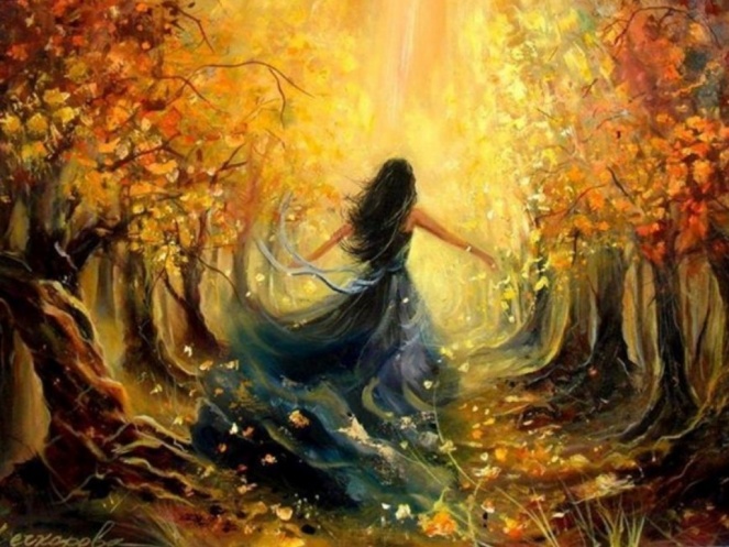 ws_Woman_Autumn_Forest_Sunlight_1024x768